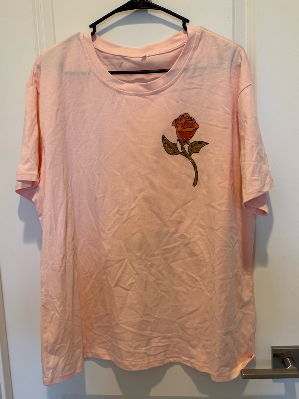 Woman’s Pink Rose Graphic Tee - Casual Short Sleeve Top
